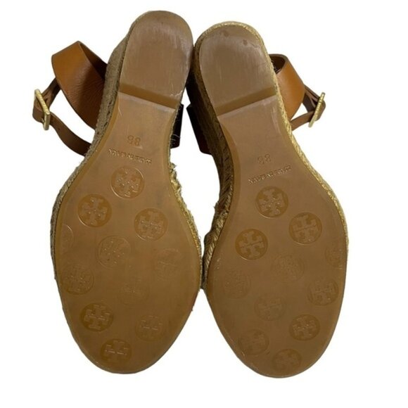 Tory Burch Swan Espadrille Wedge Sandals Ankle Strap Women's Size 8 B - Picture 10 of 11